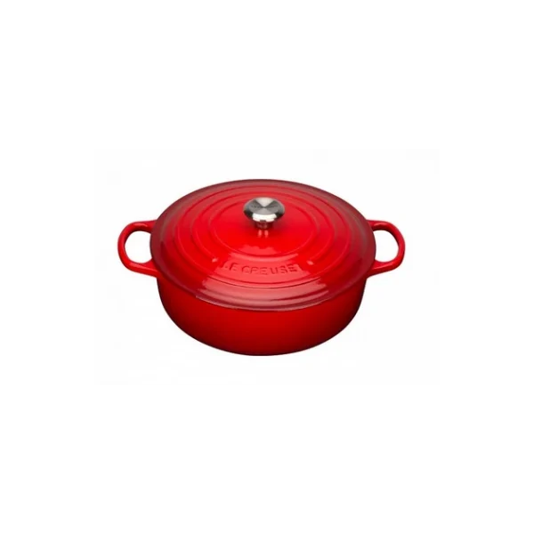 Authenticité garantie Cocotte en fonte Basse 30 cm Cerise Le Creuset Signature 1