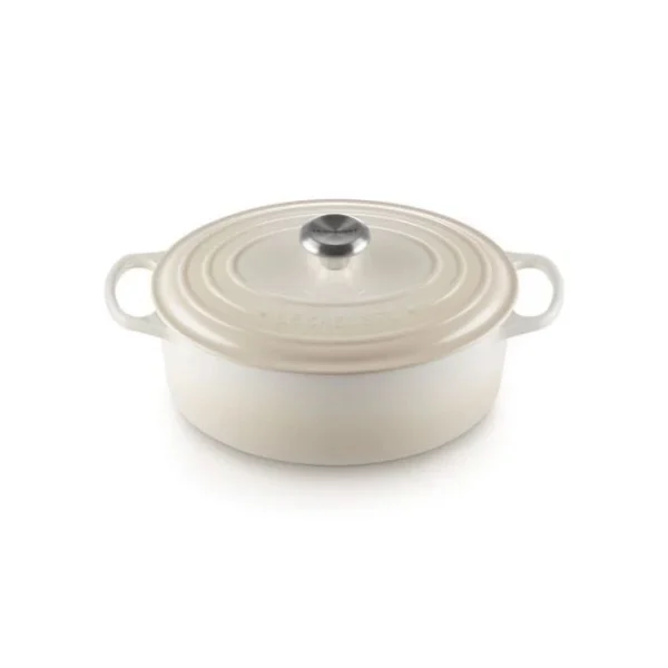 pas cher Cocotte en fonte Ovale 29 cm Meringue Signature Le Creuset 1