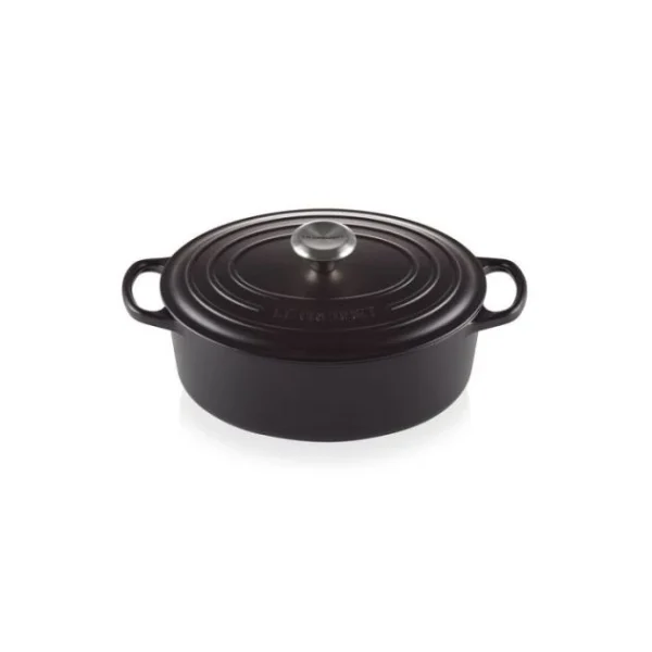 meilleur service Cocotte en Fonte Ovale 31 cm Noir mat Le Creuset Signature 1