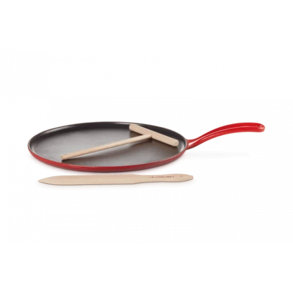 Crêpière Fonte Émaillée 27 cm Cerise avec Accessoires Le Creuset jusqu'à 3