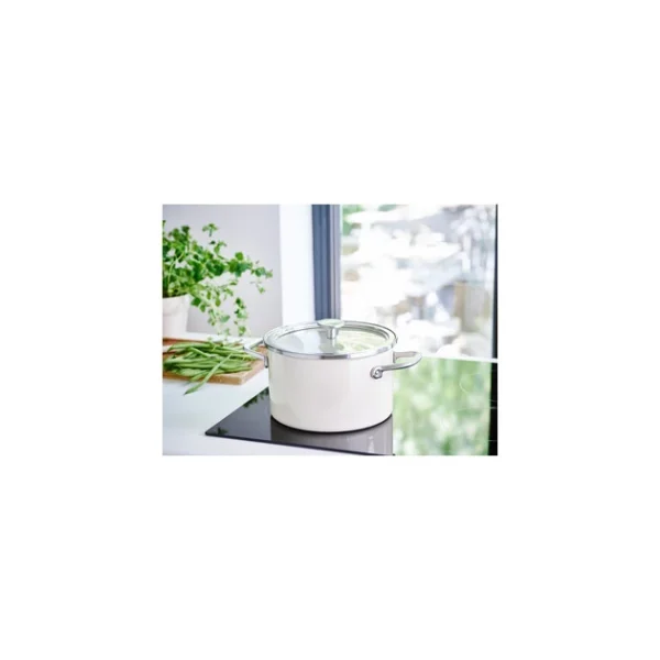 vente pas cher Faitout Émaillé 24cm Crème KitchenAid 3