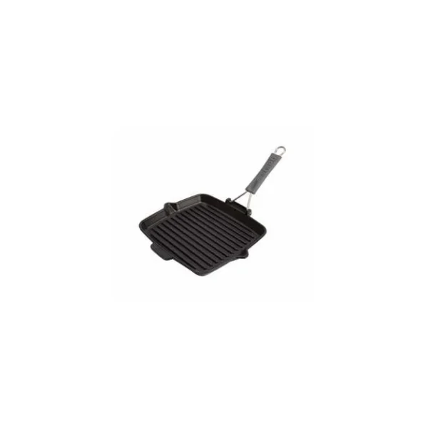 Gril en fonte carré 24 x 24 cm Manche Silicone Staub garantis authentique 1