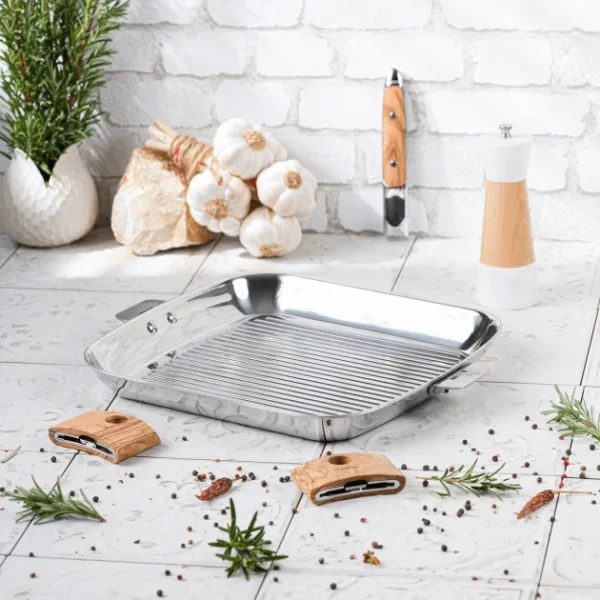 marque pas cher Grill Carré Casteline 30 Cm Poignée Amovible Inox Cristel 4