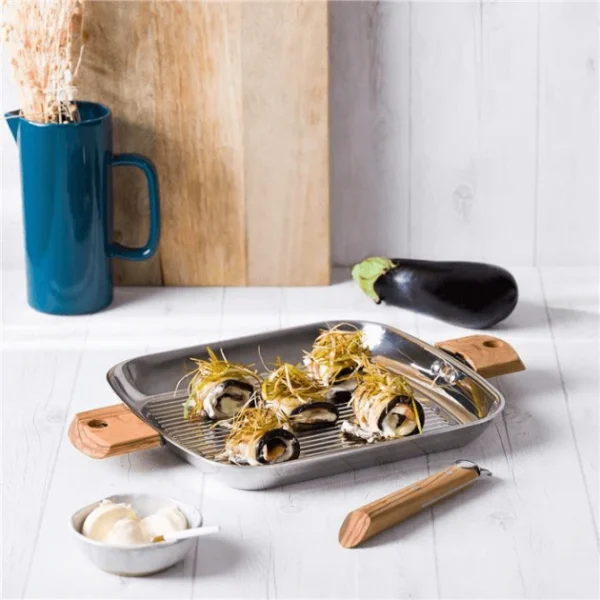 marque pas cher Grill Carré Casteline 30 Cm Poignée Amovible Inox Cristel 5
