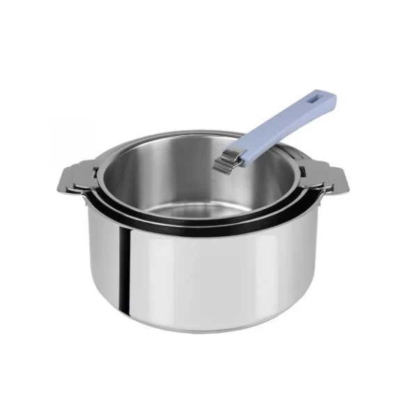 Lot de 3 Casseroles inox avec Poignée Lavande Mutine Amovible Cristel grande marque pas cher 1