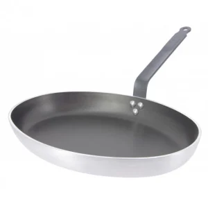 soldes officiel Poêle à Poisson Ovale ø36 cm Antiadhésive avec Couvercle en Verre Choc Resto Induction De Buyer 10