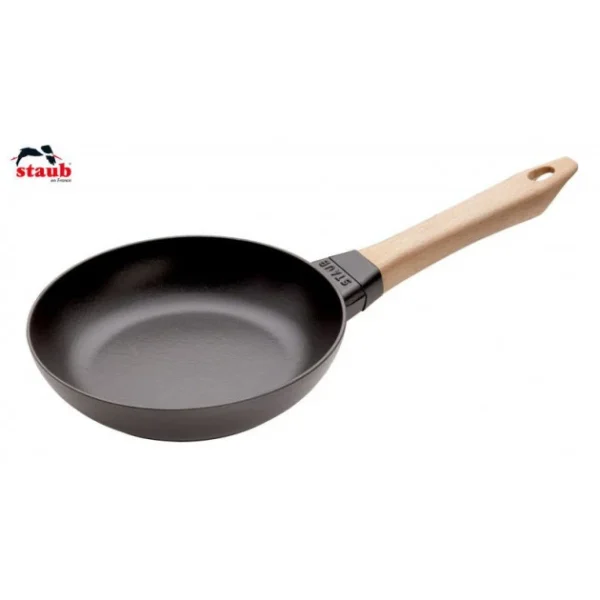 Réductions Poêle en Fonte Noir 20 cm Manche Bois Staub 1