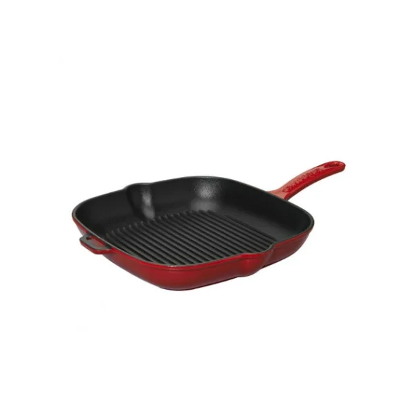 à prix très bas Poêle-gril En Fonte Carré 20 Cm Rouge Chasseur 1