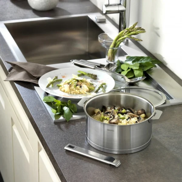 Série de 3 Casseroles Strate Amovible Inox Cristel ultratendance 4