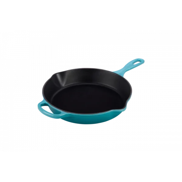 vente chaude Skillet Rond Profond 26cm en Fonte Bleu Caraïbes Le Creuset 1