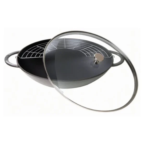 vente chaude Wok en Fonte 30 cm Gris Staub 1